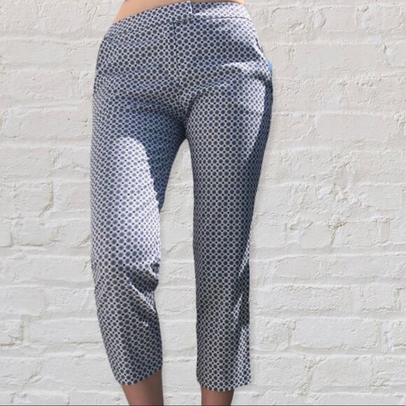 Audrey & Celine Slim Ankle Cropped Chino Pant Geometric Pattern size 8 - Picture 2 of 11